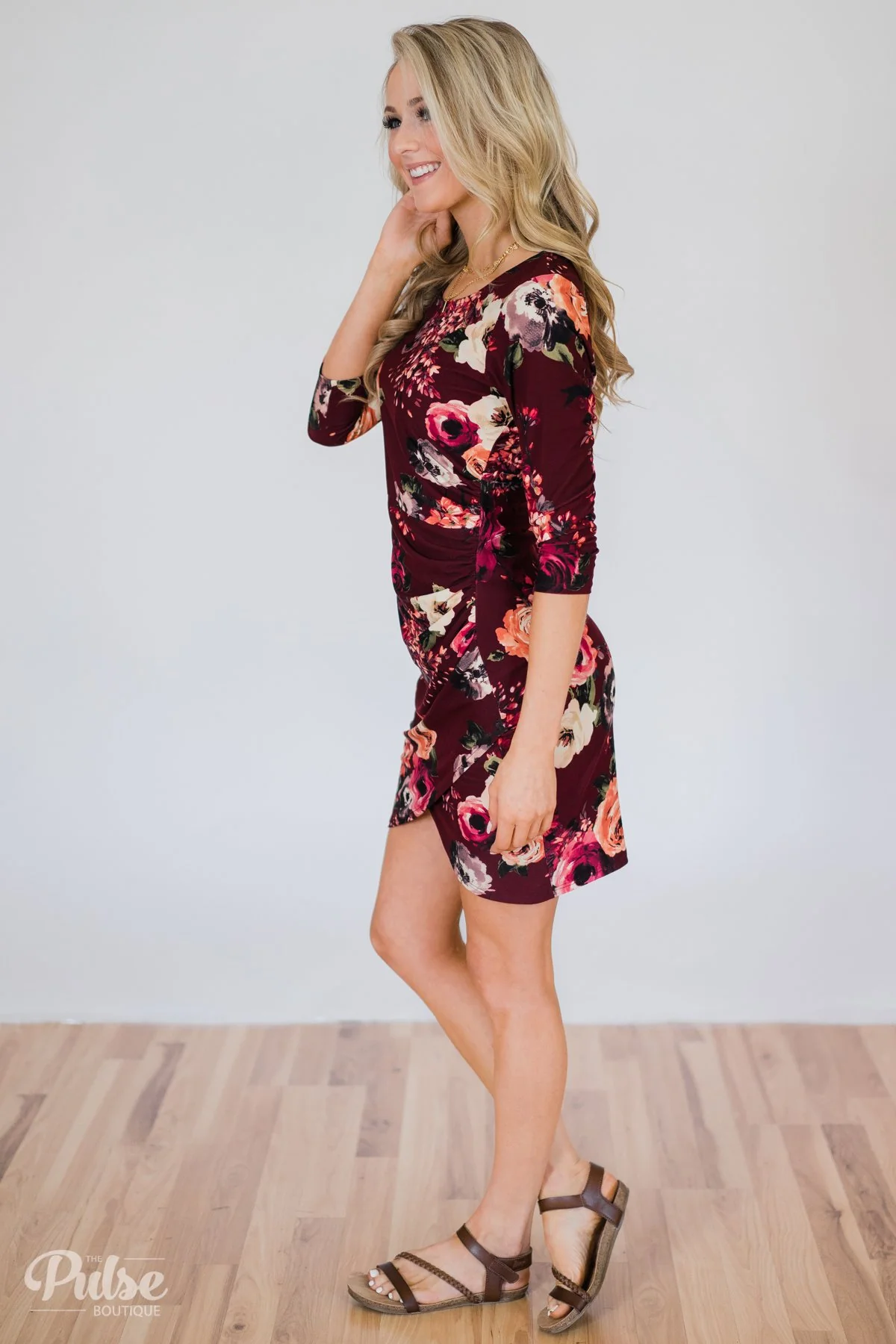 Picture Perfect Moment Dress- Burgundy - Image 5