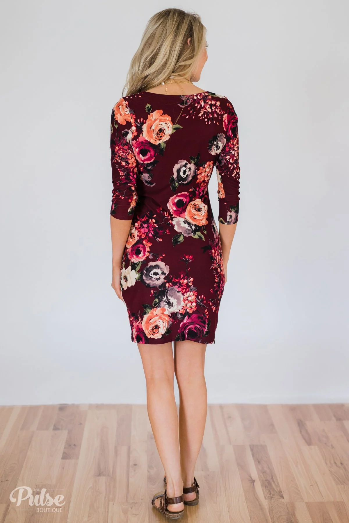 Picture Perfect Moment Dress- Burgundy - Image 7