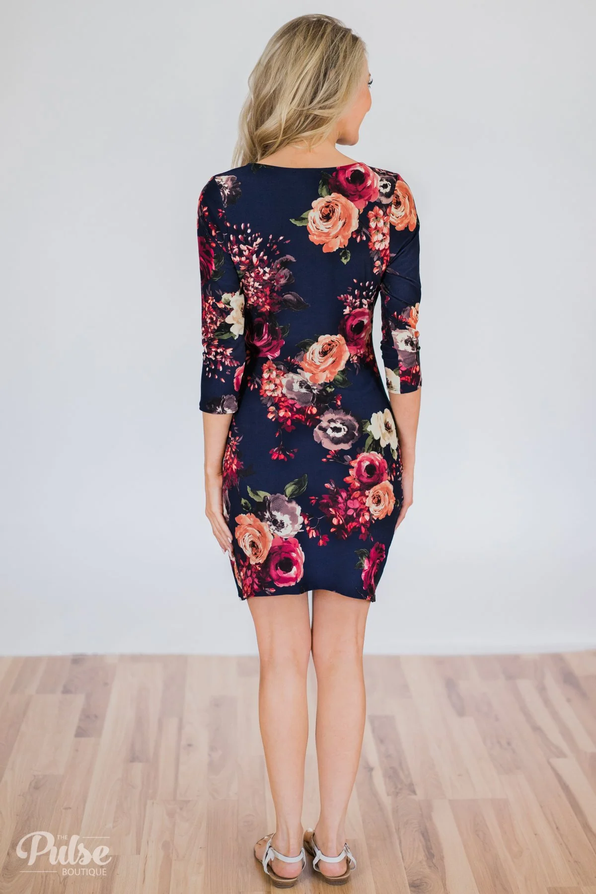 Picture Perfect Moment Floral Dress- Navy - Image 8