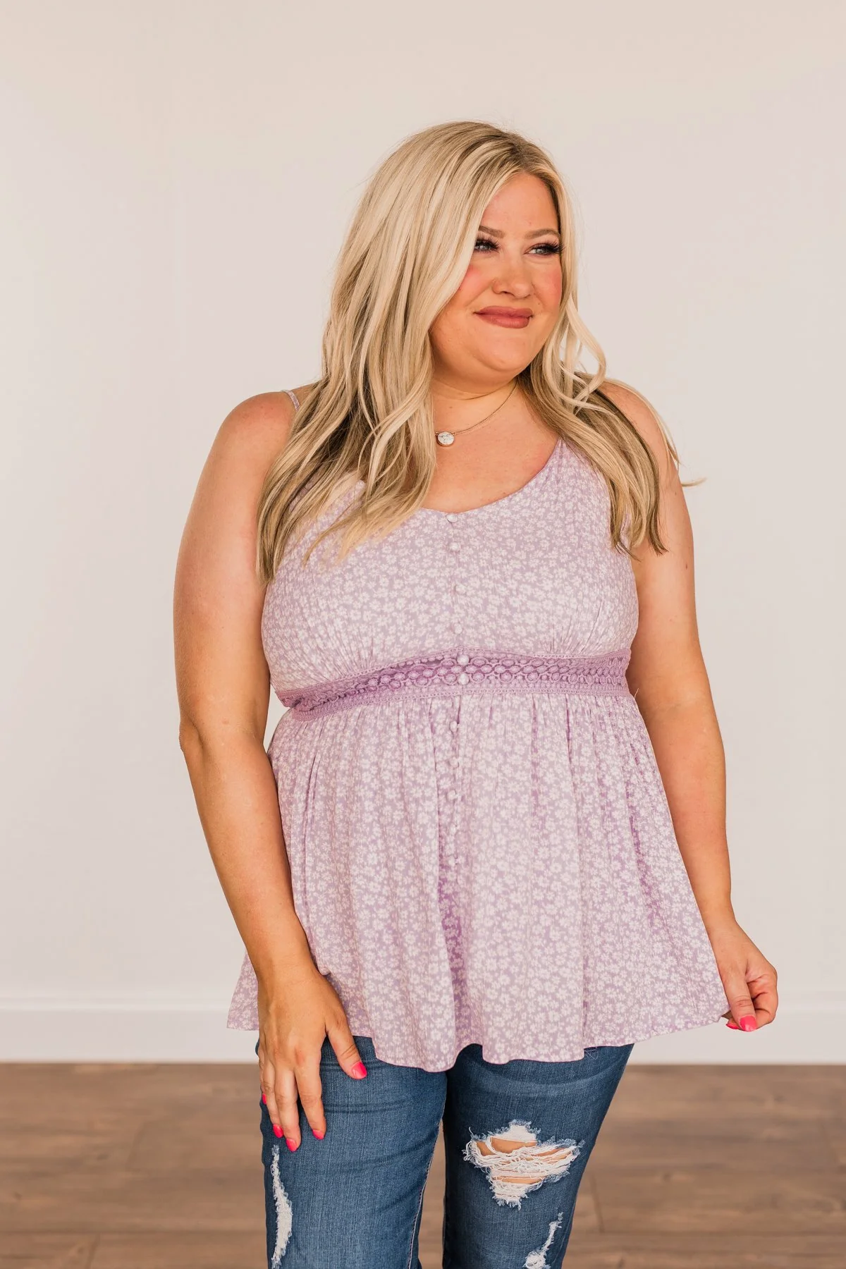 Picture This Floral Tank Top- Lilac - Image 7