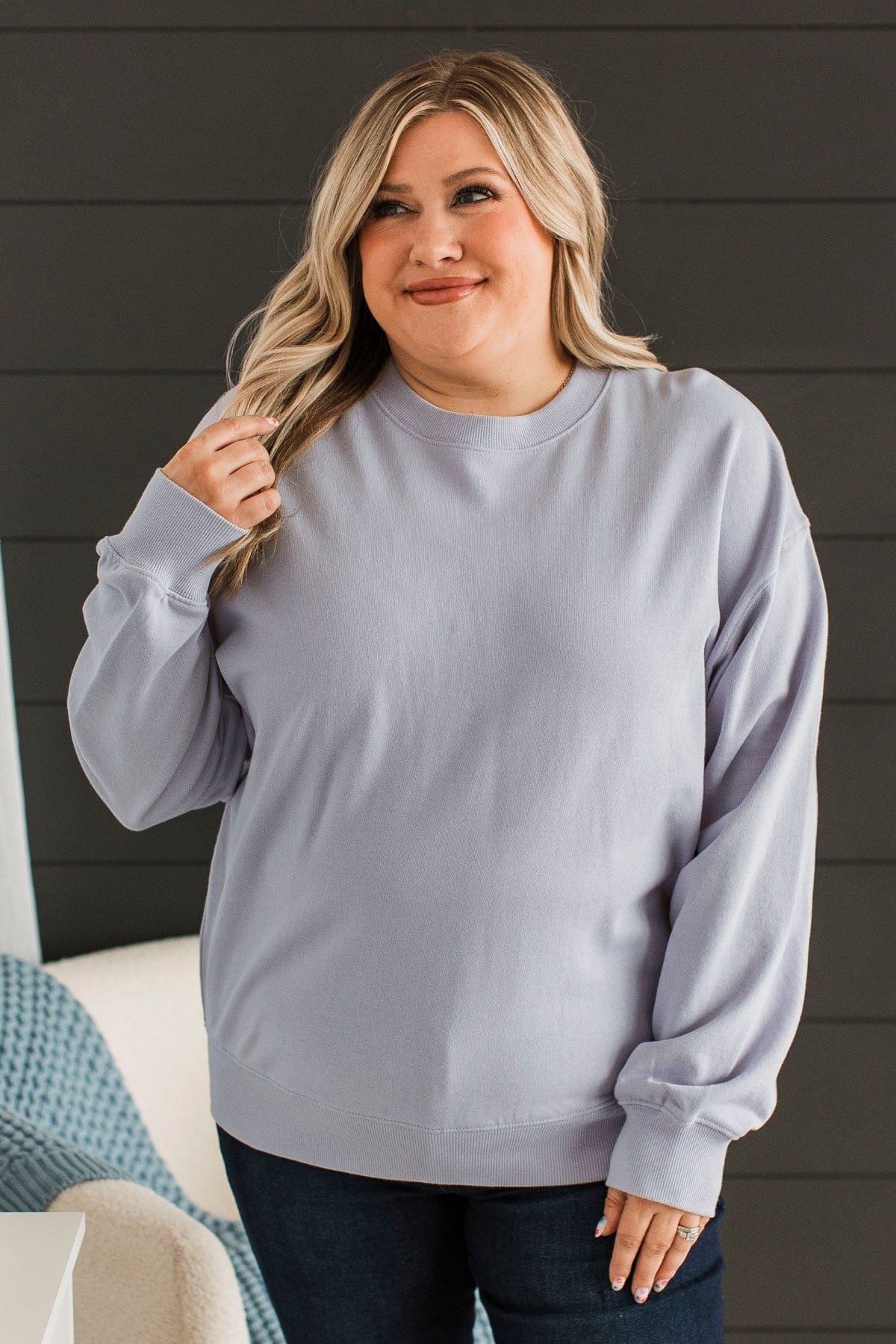 Pictures Of Us Crew Neck Pullover- Periwinkle - Image 2
