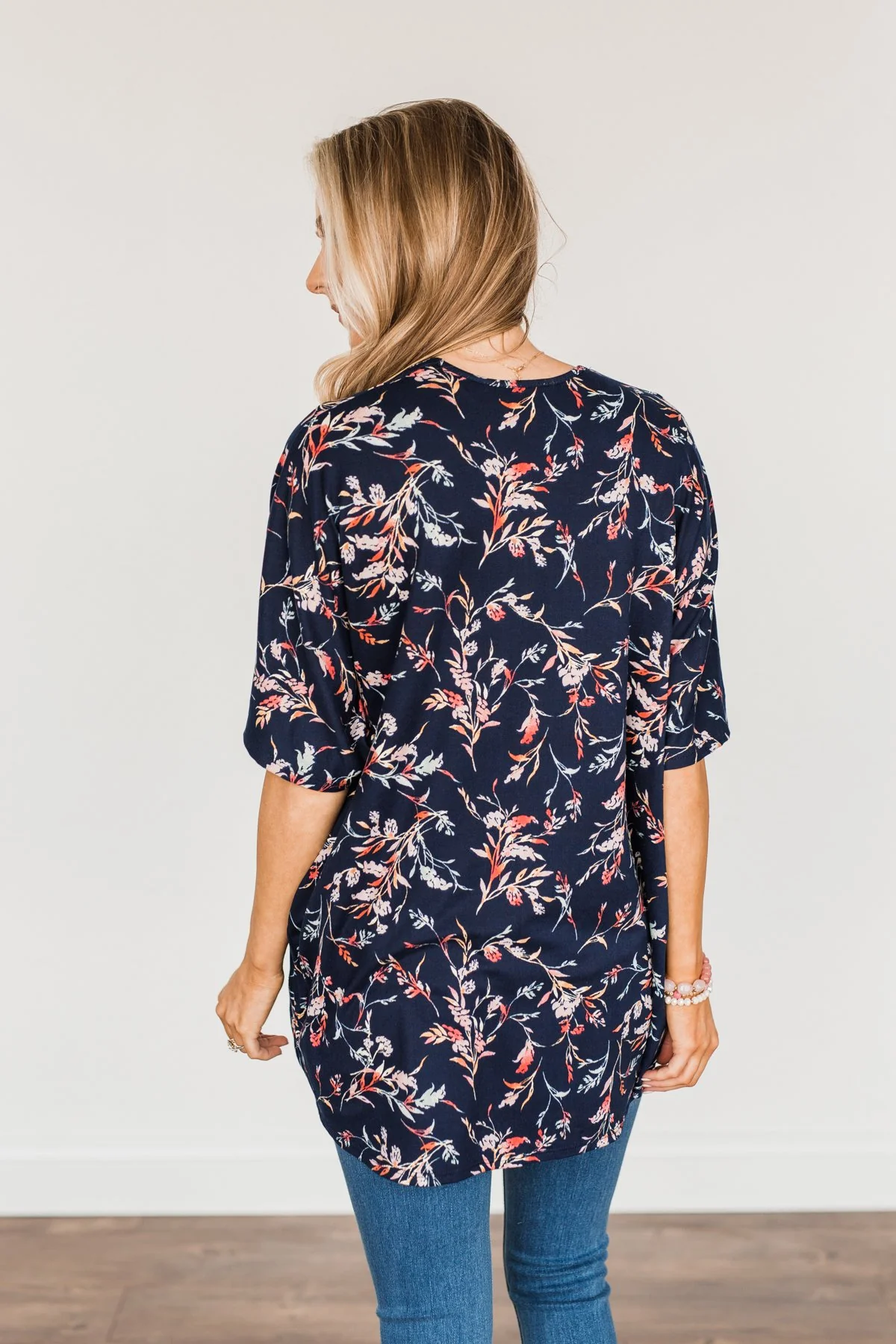 Picturing Paradise Floral Kimono- Navy - Image 10