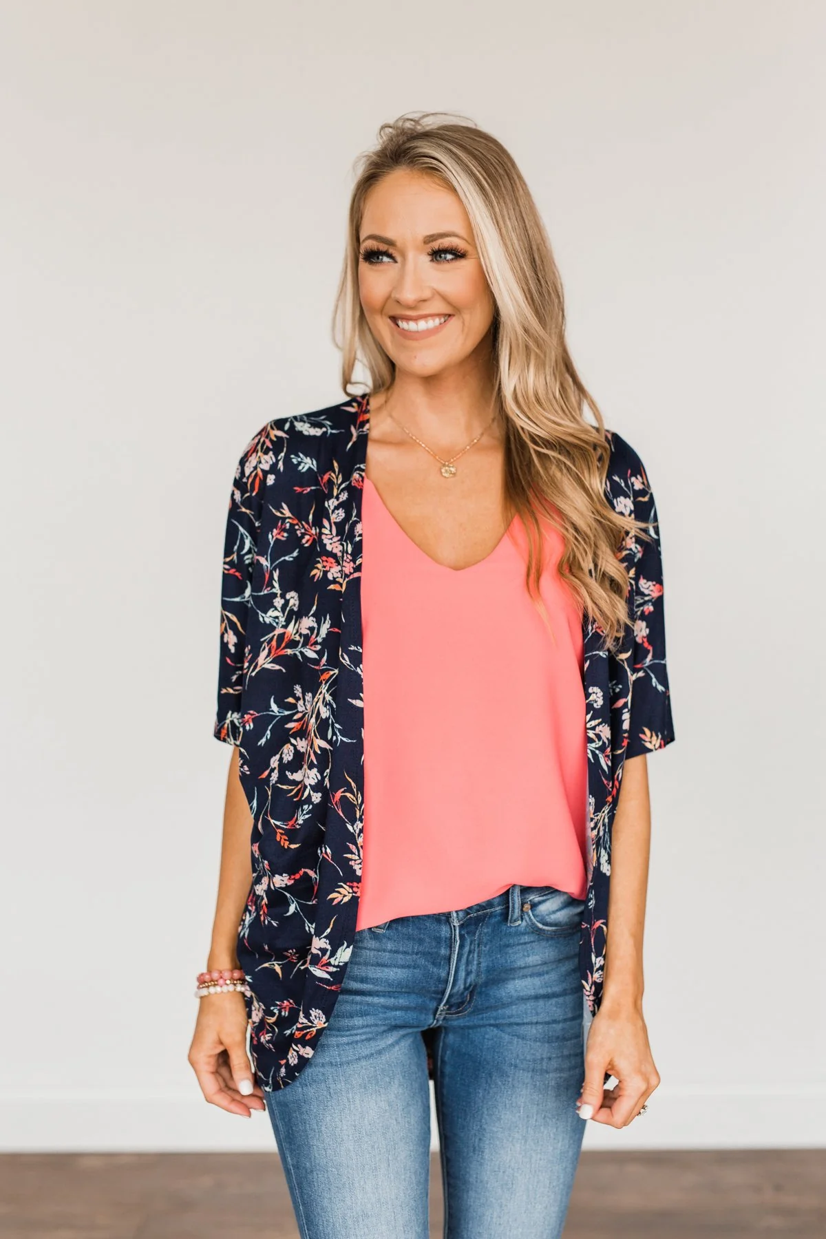 Picturing Paradise Floral Kimono- Navy - Image 5