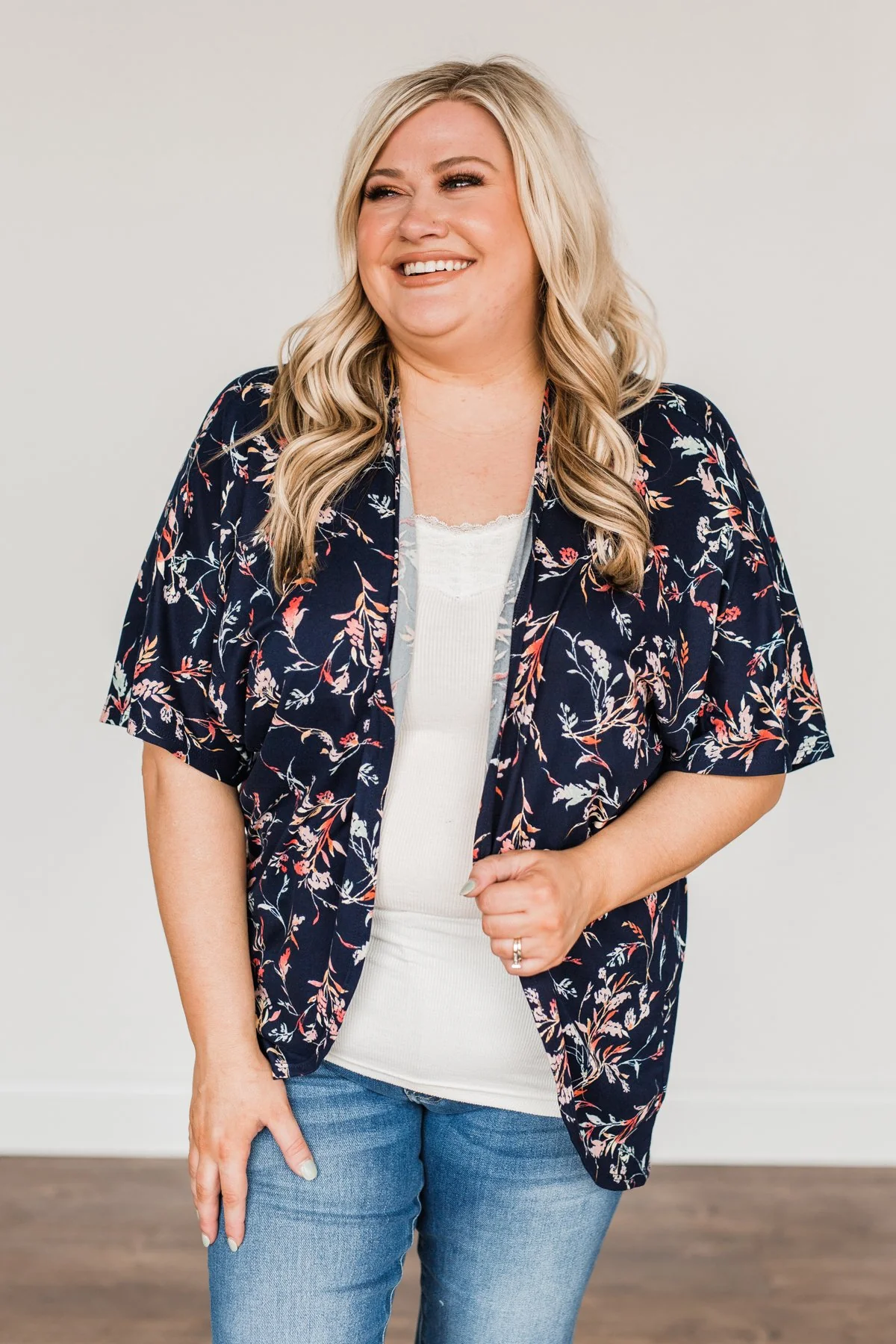 Picturing Paradise Floral Kimono- Navy - Image 7