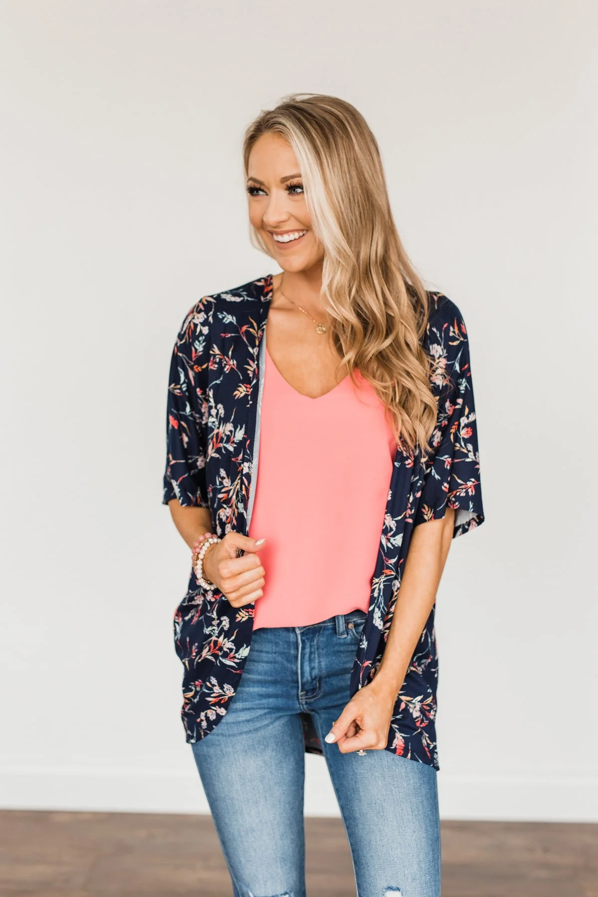 Picturing Paradise Floral Kimono- Navy - Image 8