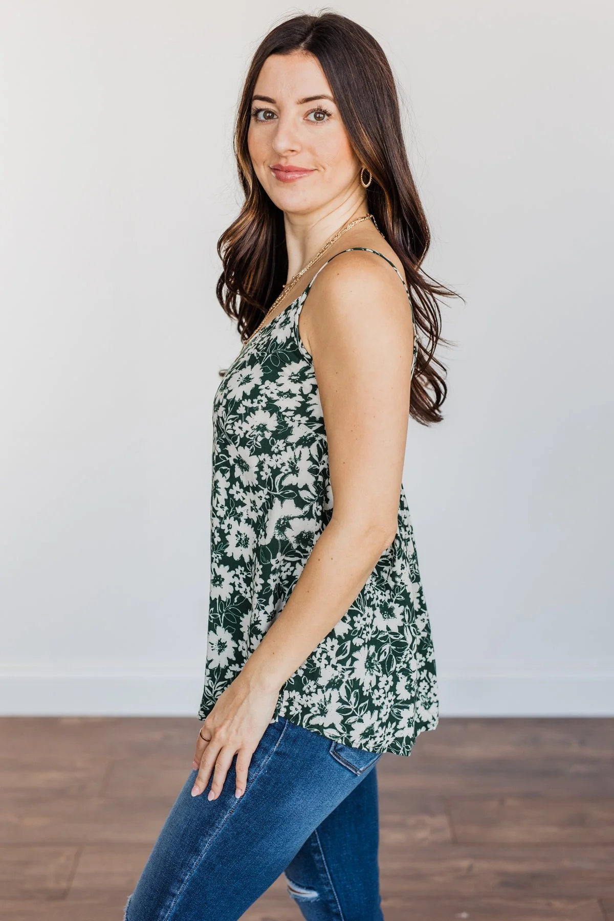 Pieces Of My Heart Floral Tank- Hunter Green - Image 10