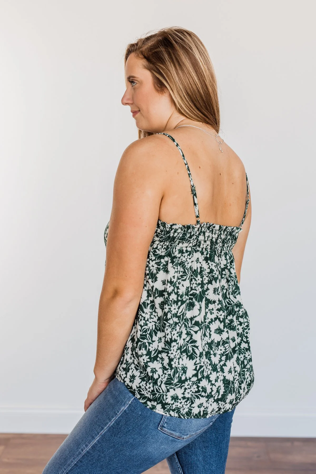 Pieces Of My Heart Floral Tank- Hunter Green - Image 11