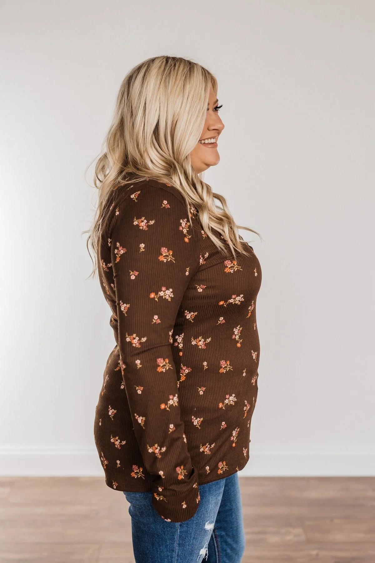 Piercing Beauty Long Sleeve Top- Brown - Image 11