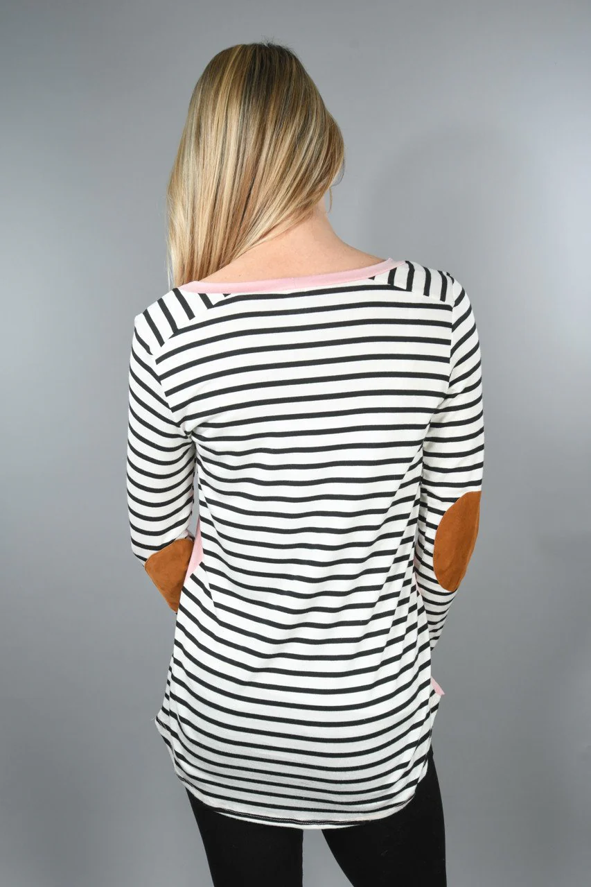 Pink and Black Elbow Patch Top - Image 6