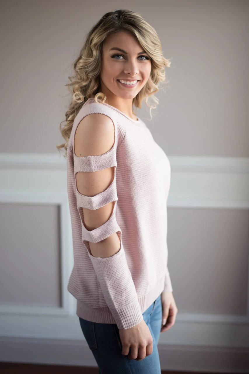 Pink Cut Out Shoulder Top - Image 4