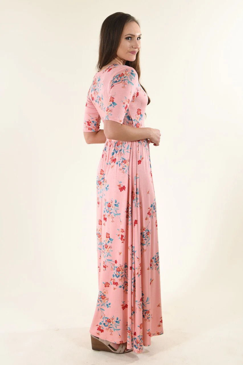 Pink Floral Maxi Dress - Image 7