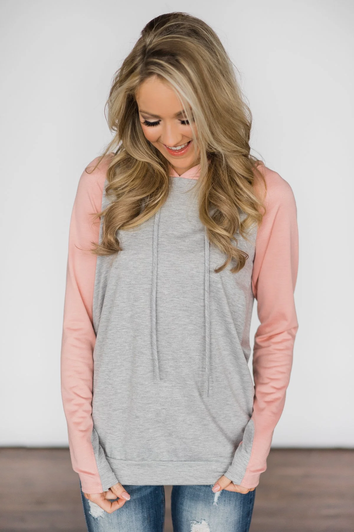 Pink & Grey Baseball Hoodie