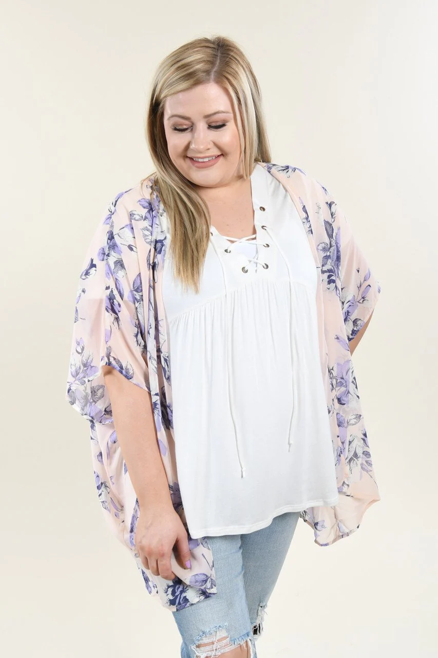 Pink & Purple Floral Kimono - Image 4