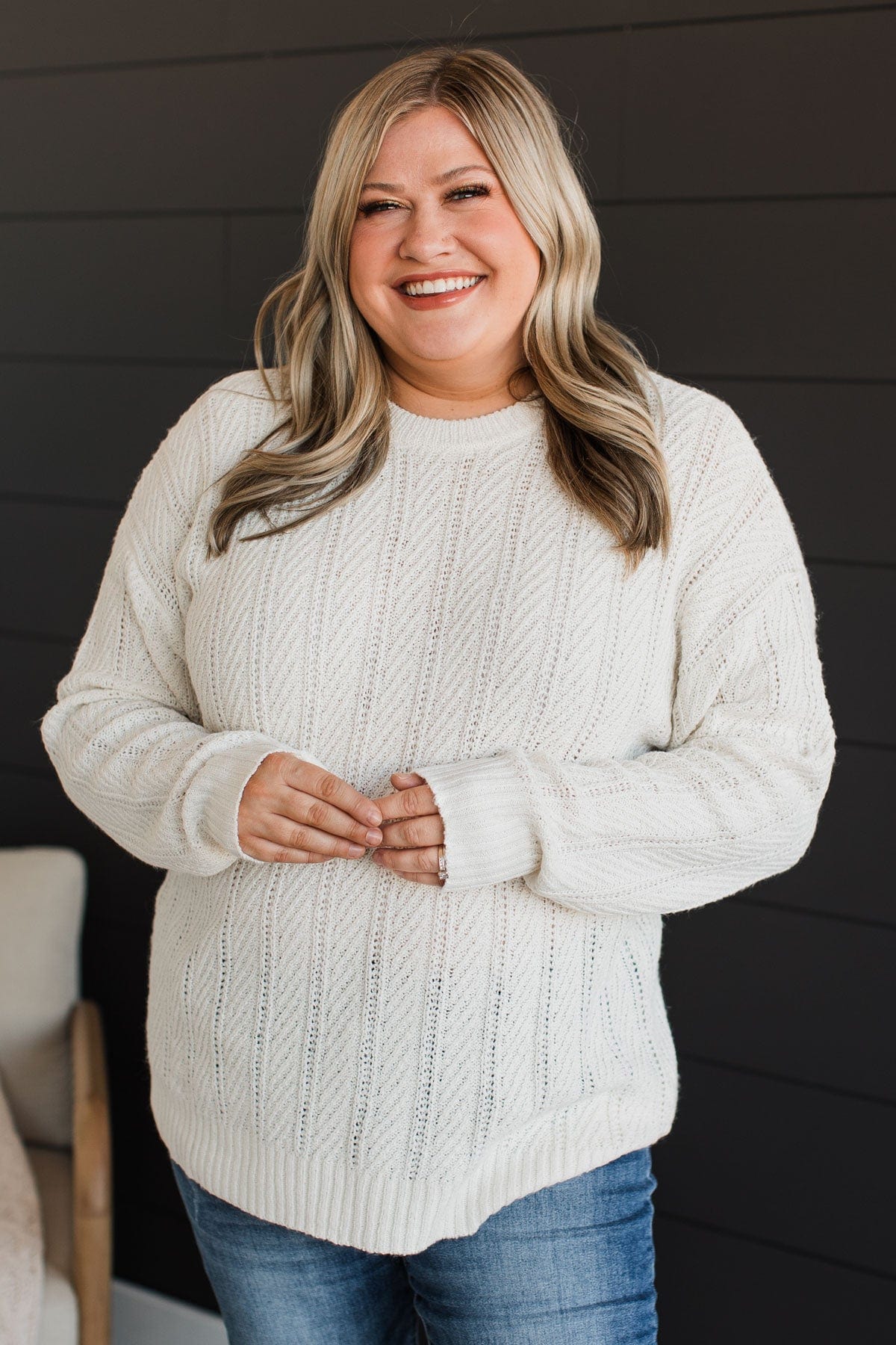 Pique Your Interest Knit Sweater- Ivory - Image 2