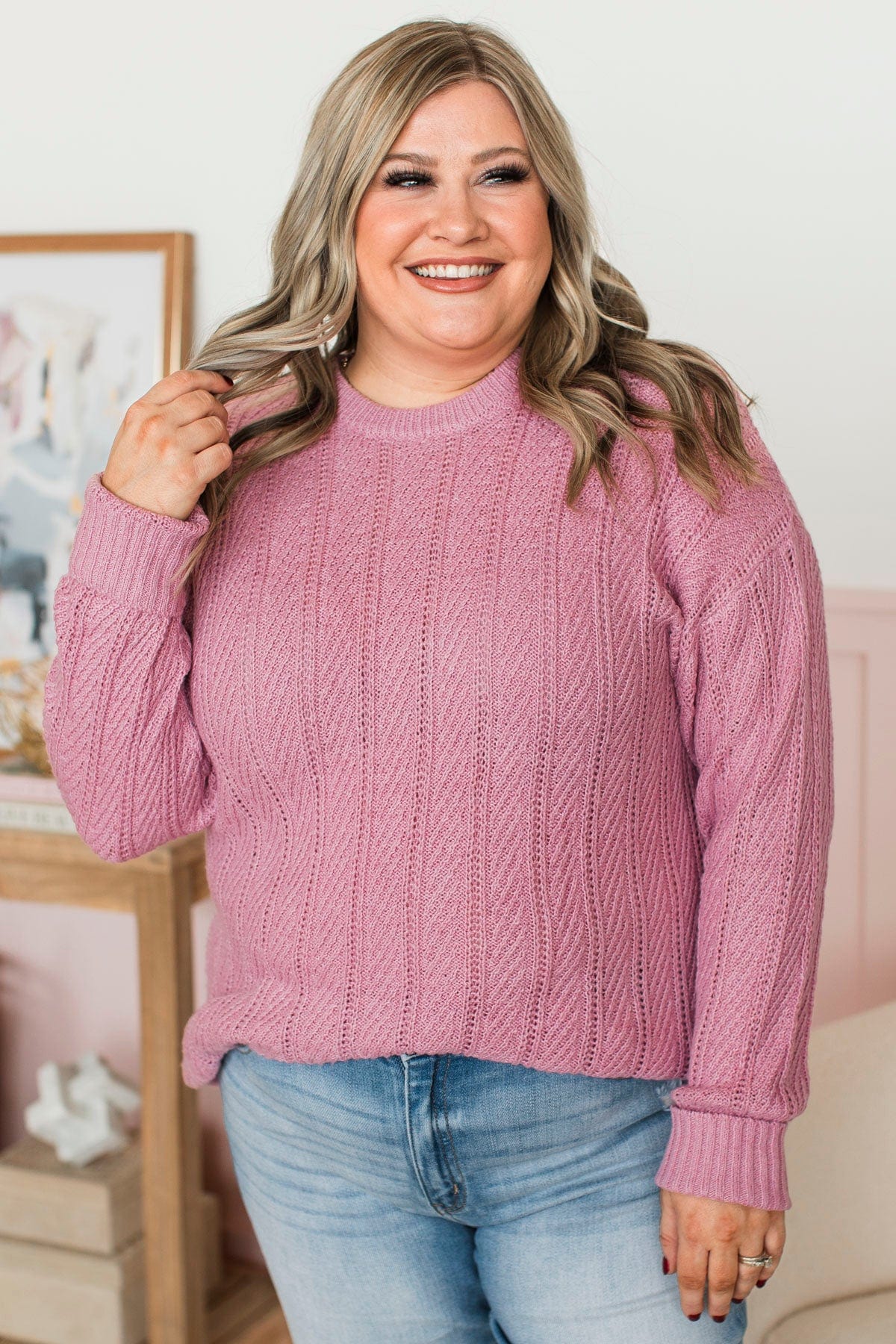 Pique Your Interest Knit Sweater- Pink - Image 2