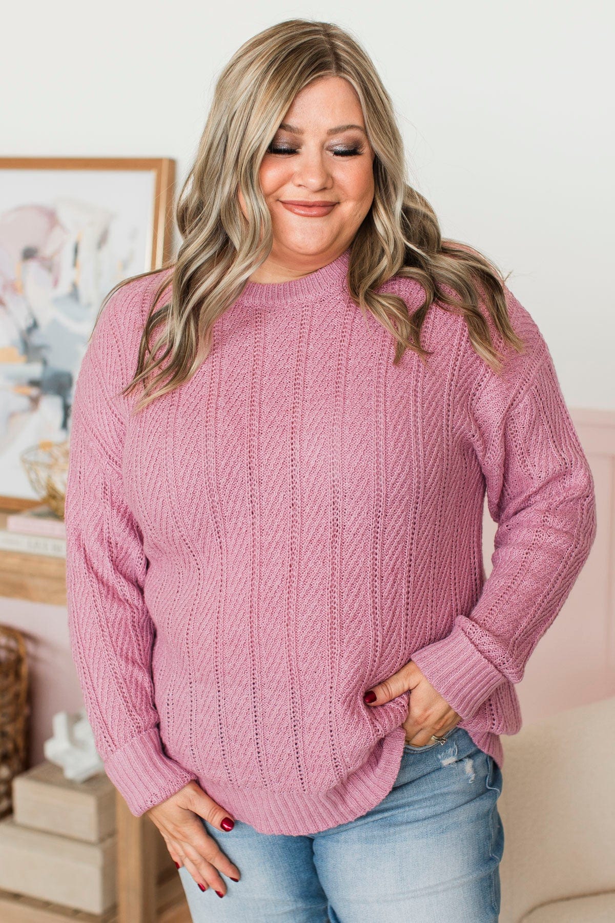 Pique Your Interest Knit Sweater- Pink - Image 4