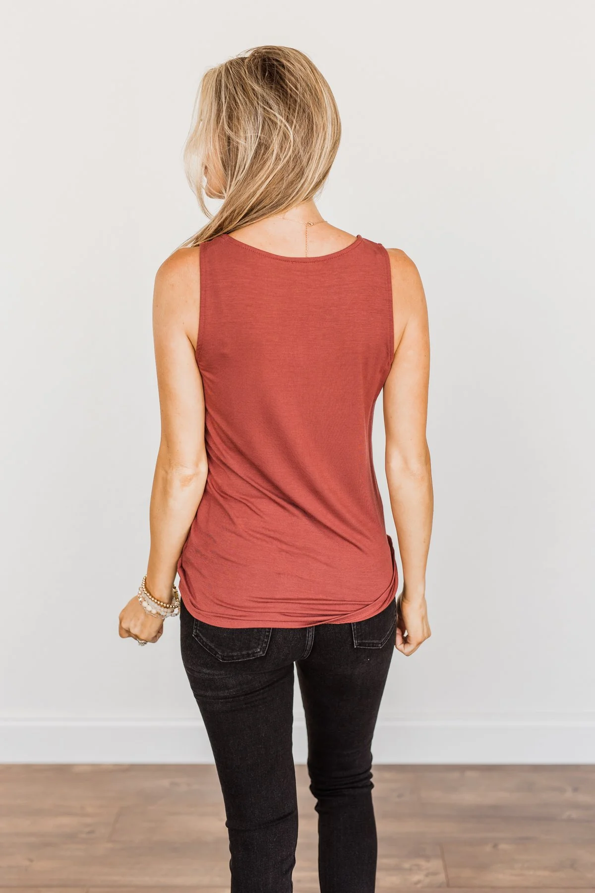 Places to Go Criss-Cross Tank Top- Brick - Image 10