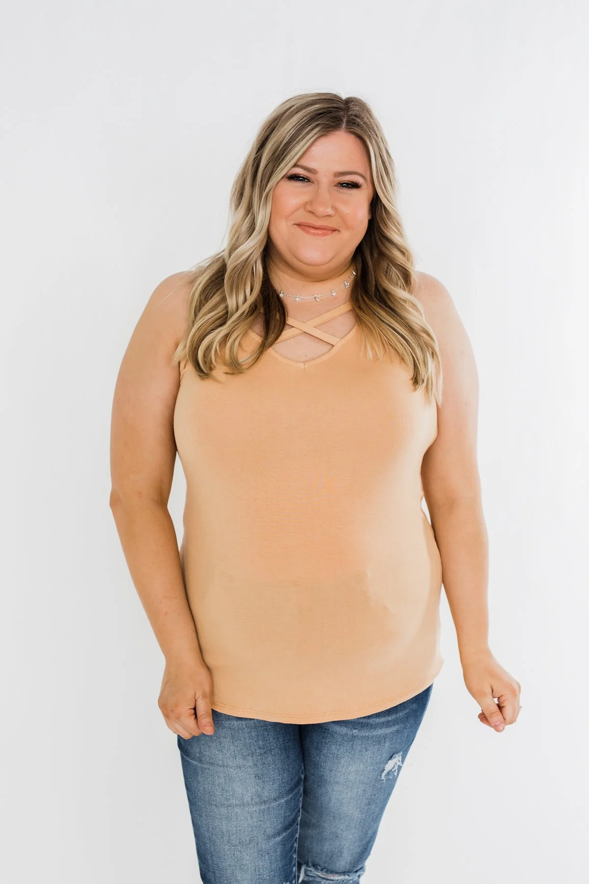 Places to Go Criss Cross Tank Top- Butterscotch - Image 7