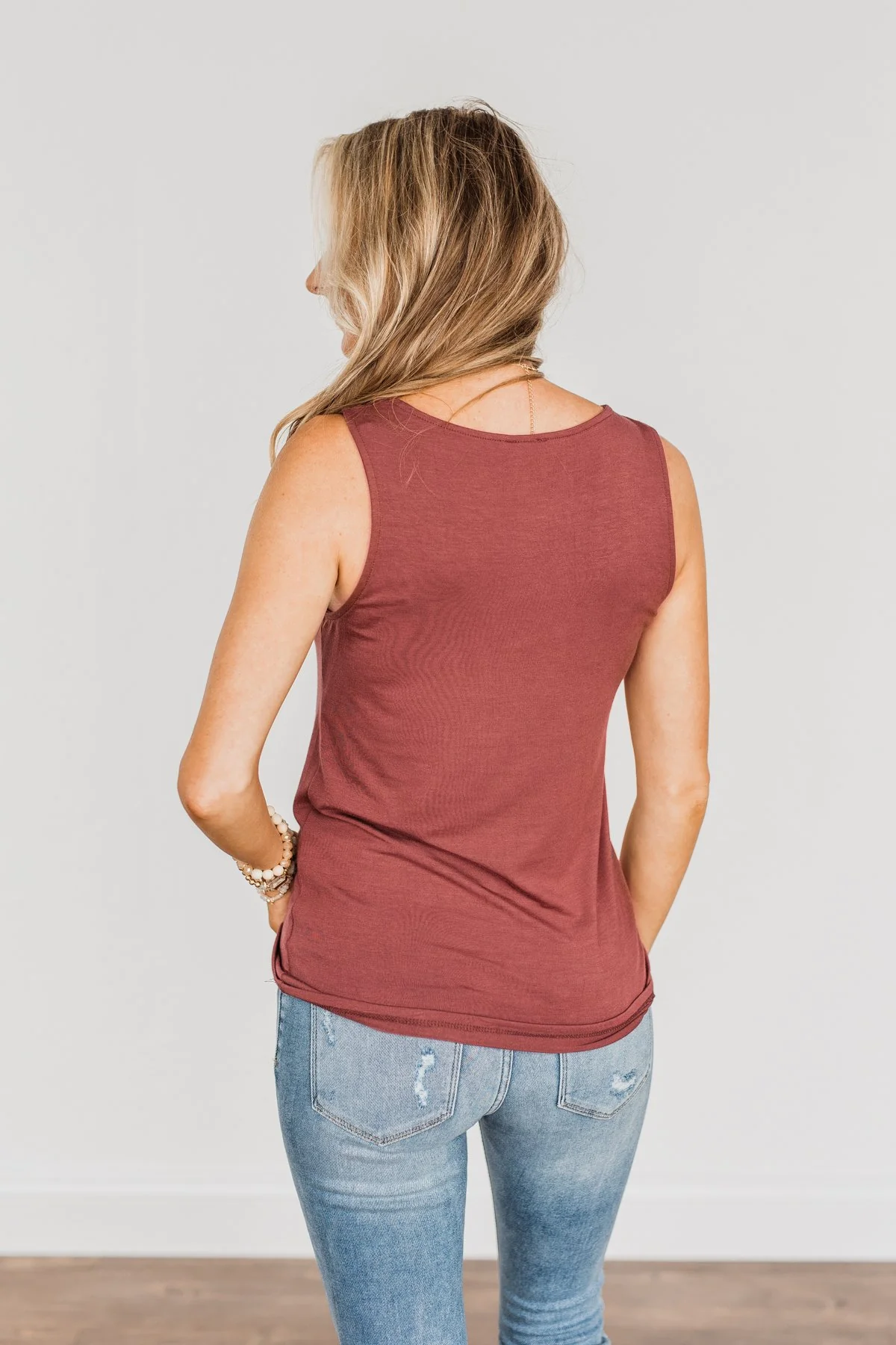 Places To Go Criss-Cross Tank Top- Marsala - Image 10
