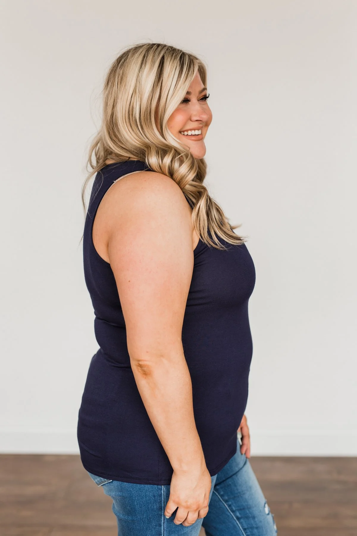 Places to Go Criss Cross Tank Top- Navy - Image 6