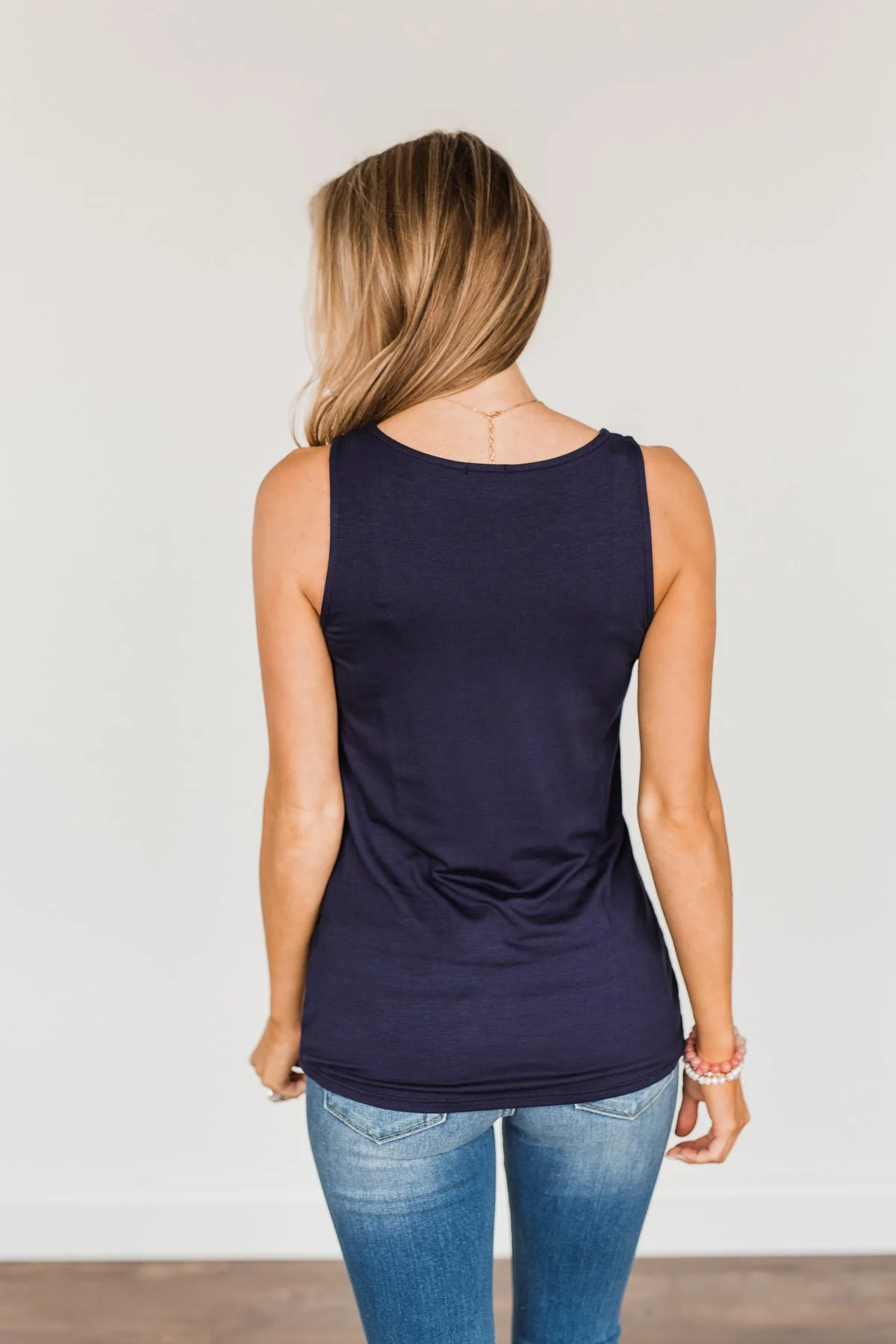 Places to Go Criss Cross Tank Top- Navy - Image 7