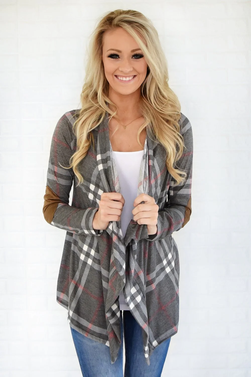 Plaid About You Cardigan ~ Grey