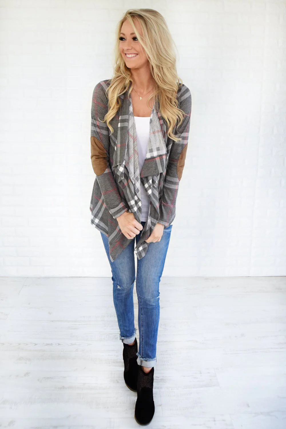 Plaid About You Cardigan ~ Grey - Image 2