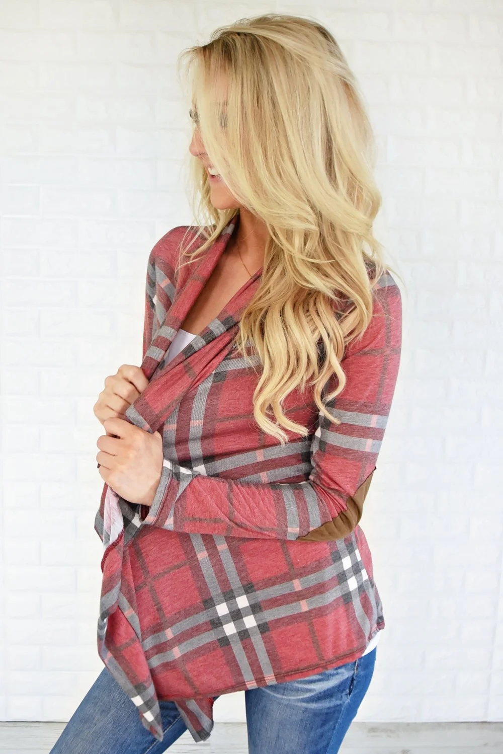 Plaid About You Cardigan ~ Red - Image 4