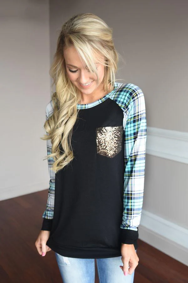 Plaid Glam Top ~ Mint - Image 4