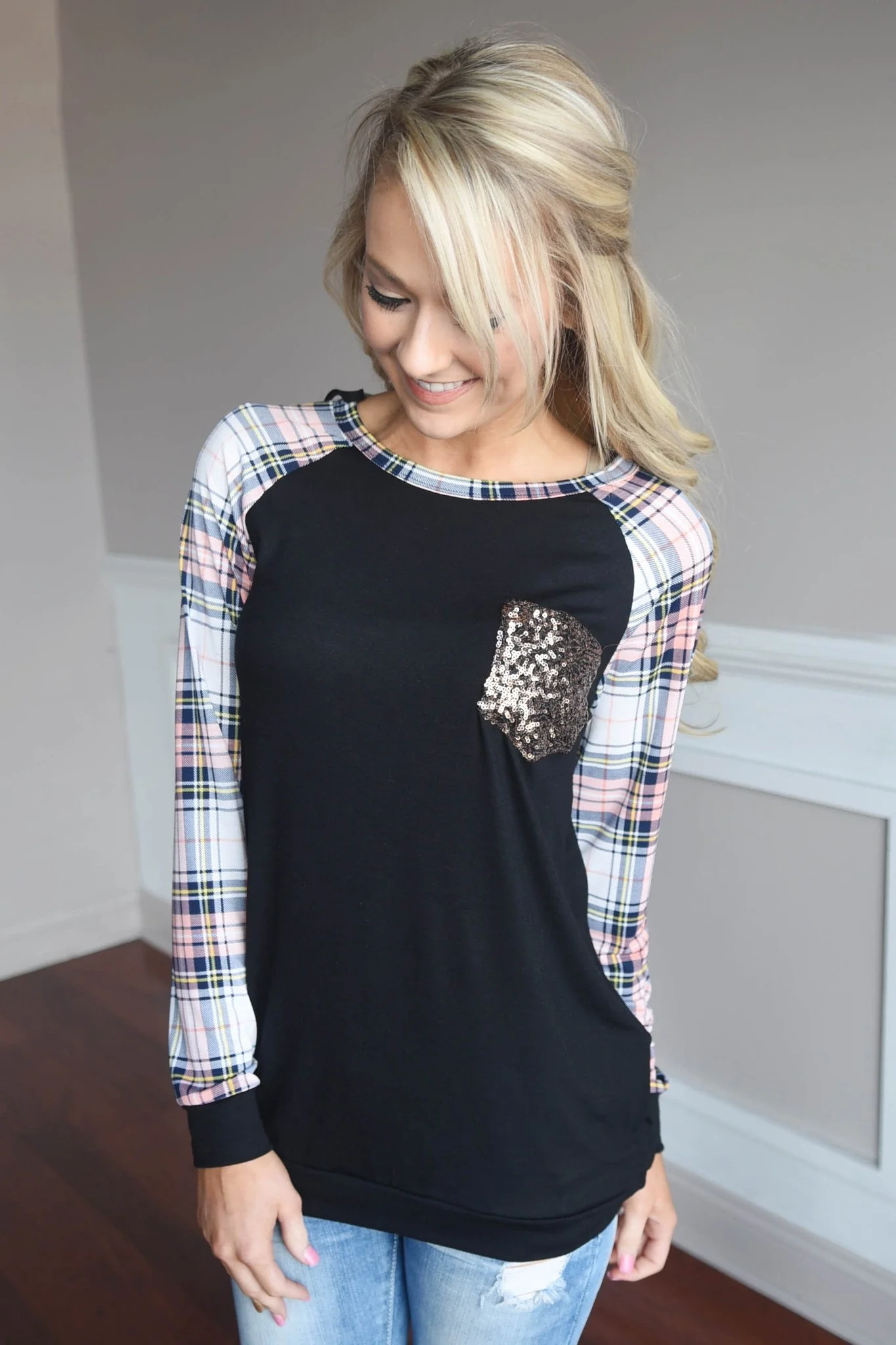 Plaid Glam Top ~ Pink - Image 4