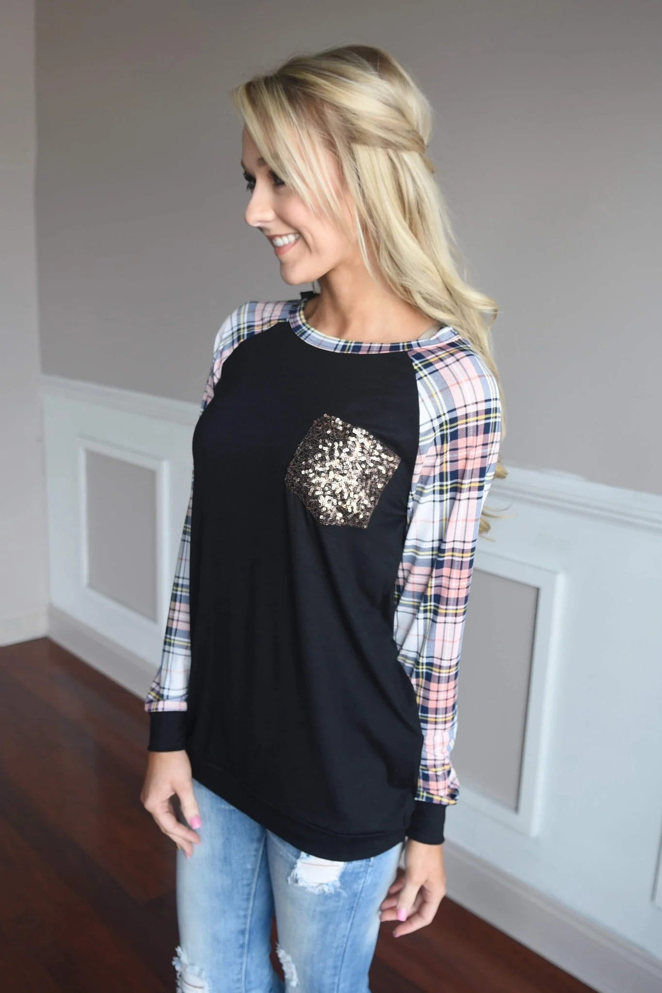 Plaid Glam Top ~ Pink - Image 5