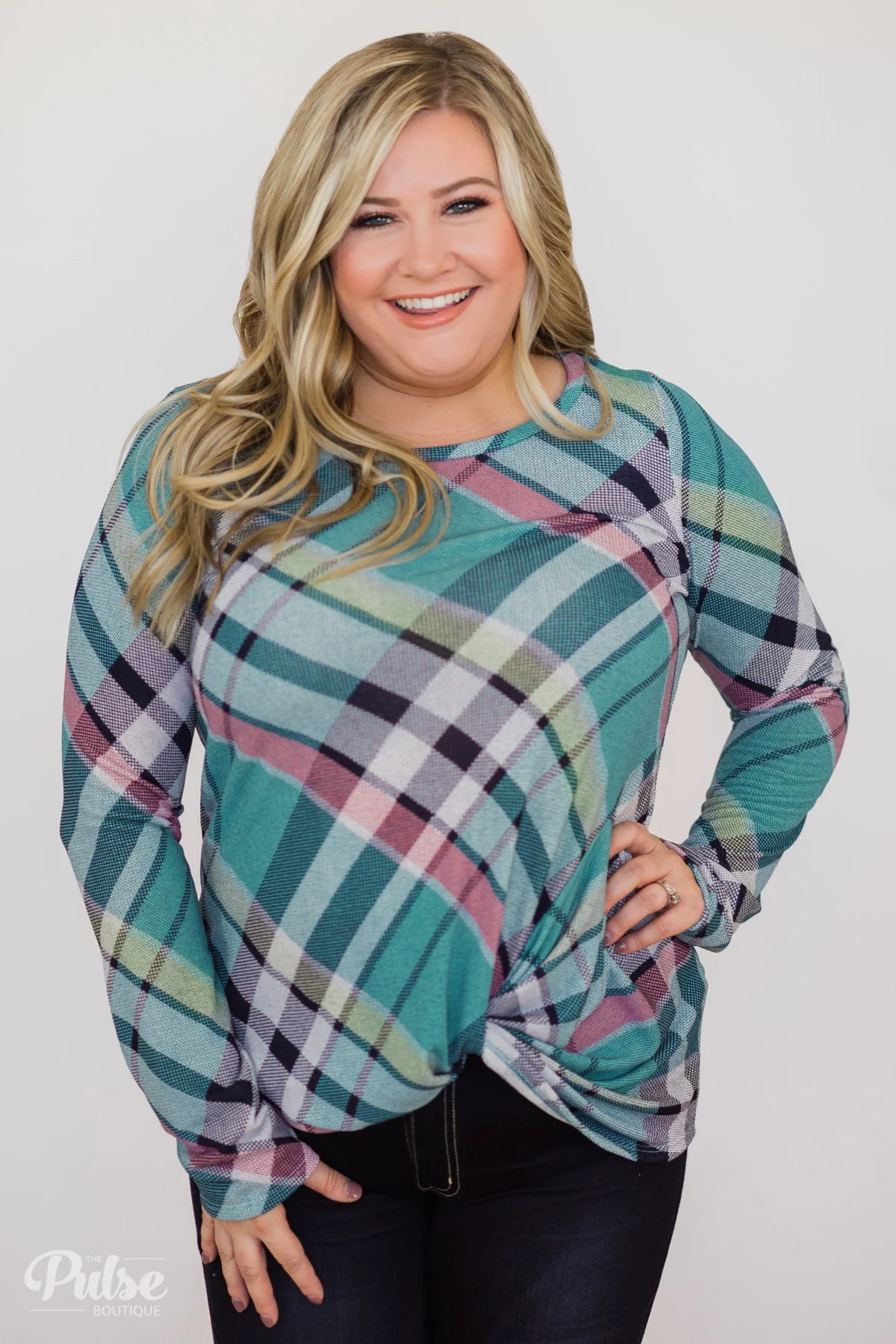 Plaid Twist Top- Blue - Image 8