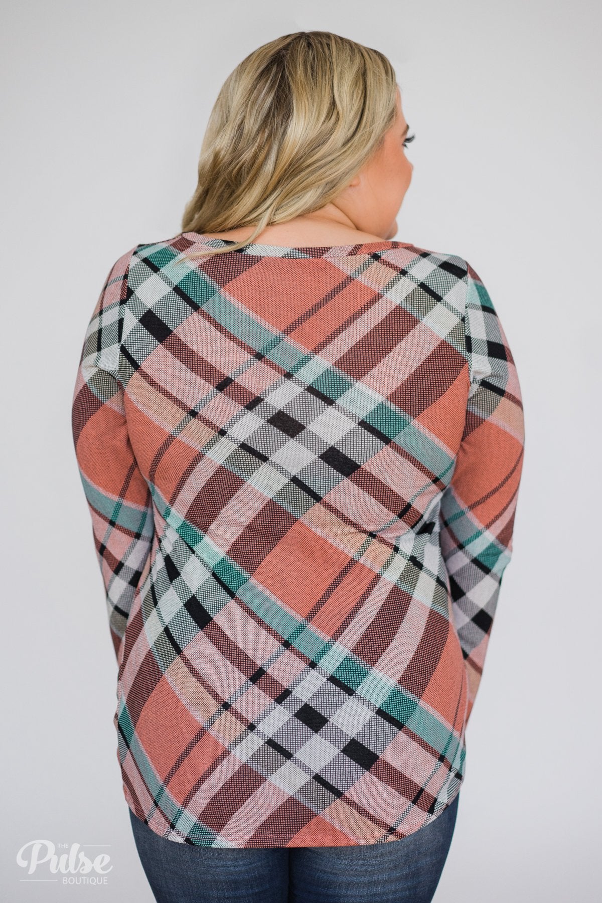 Plaid Twist Top- Peachy Orange - Image 11
