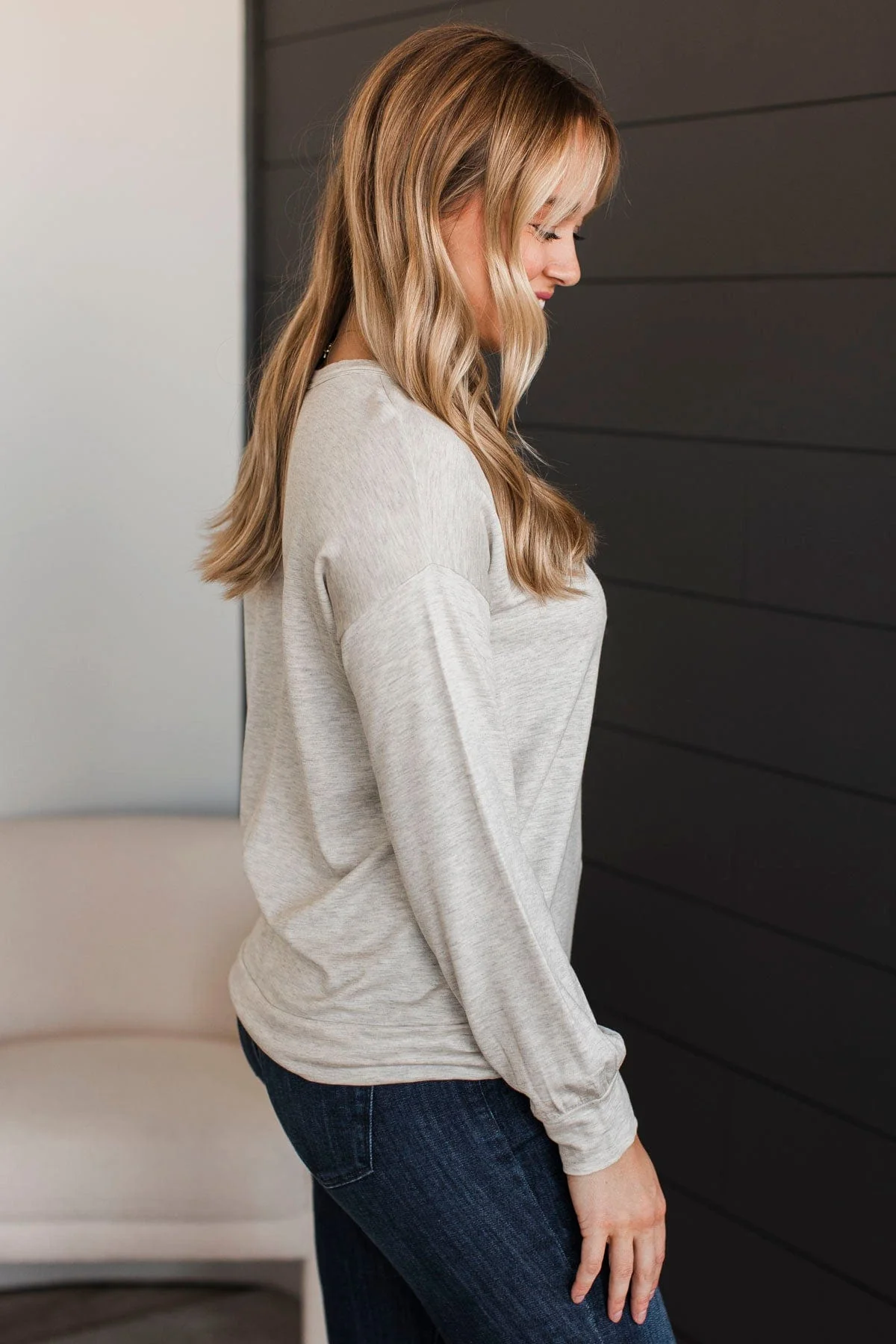 Plan For Perfection Long Sleeve Top- Heather Grey - Image 6