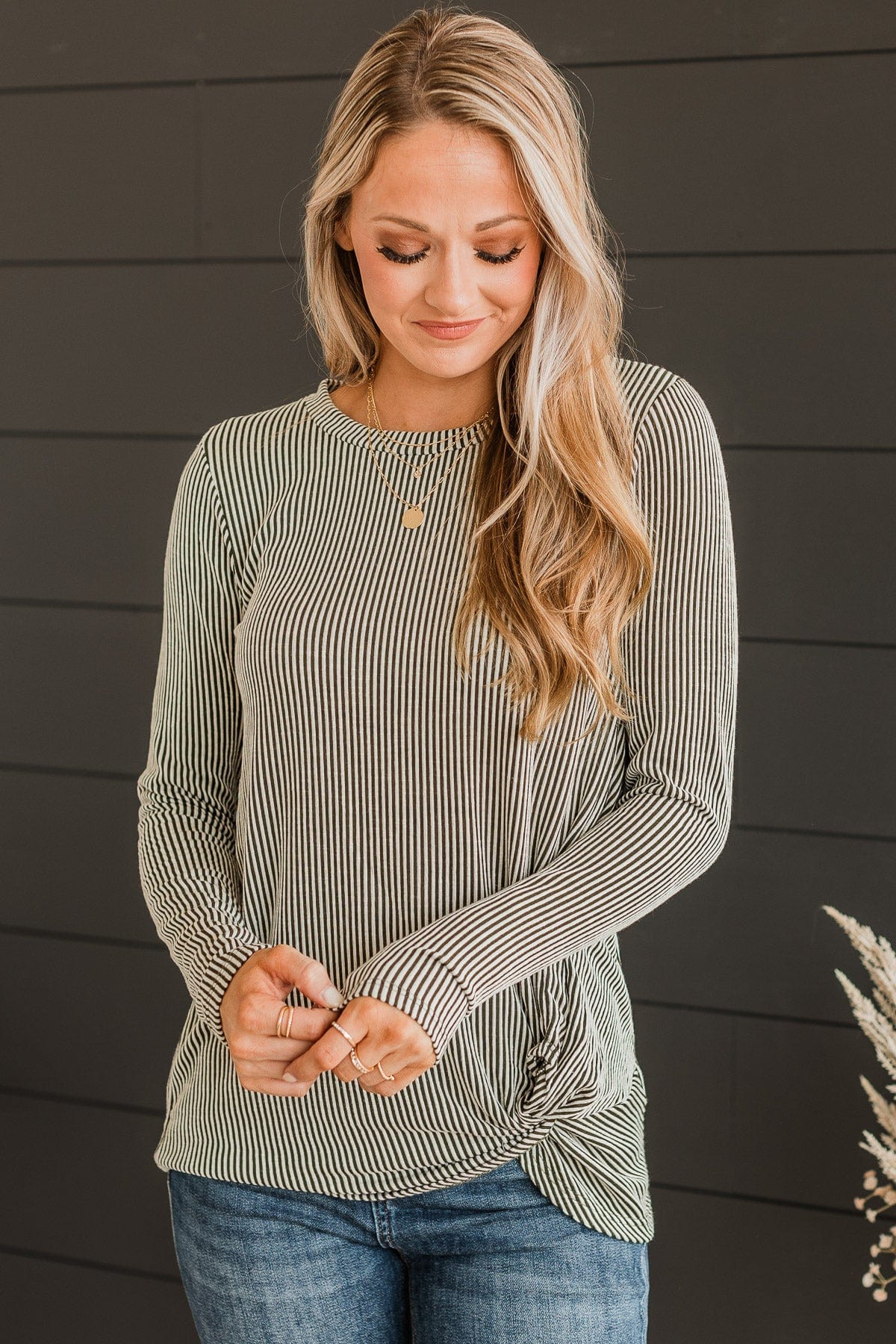 Play To Win Ribbed Knit Top- Olive - Image 2