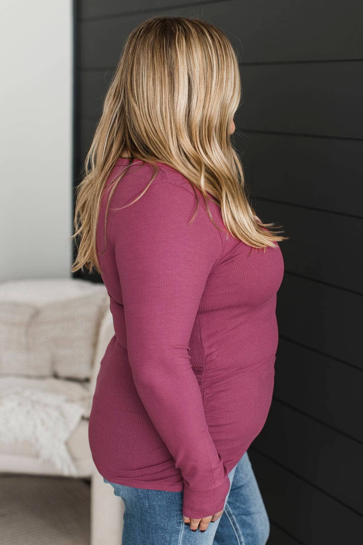 Play With My Heart Ruched Top- Berry - Image 6