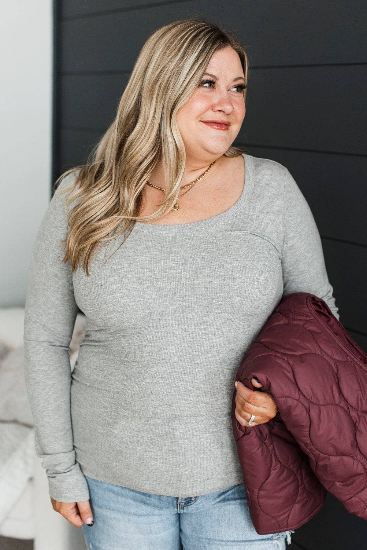 Play With My Heart Ruched Top- Heather Grey - Image 4