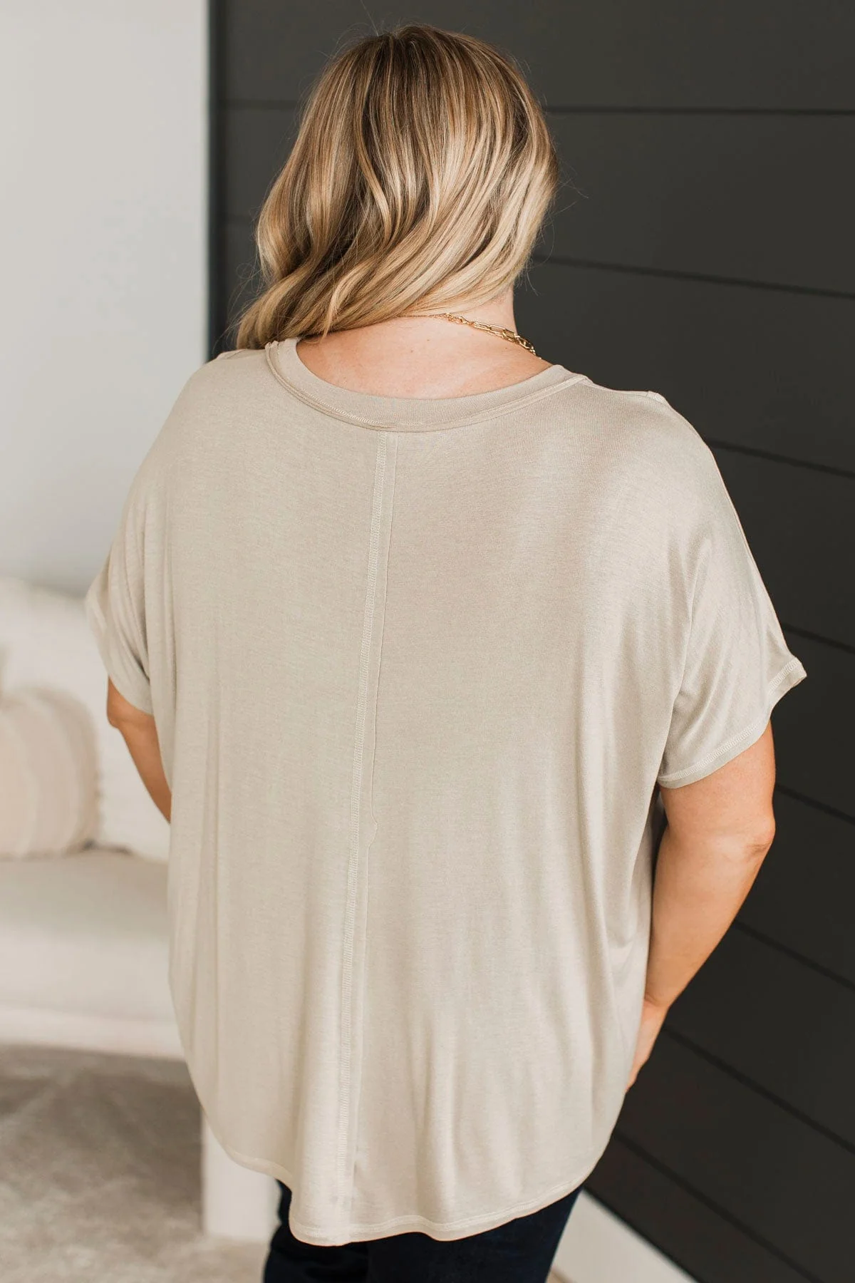 Play Your Cards Right Short Sleeve Top- Light Taupe - Image 7