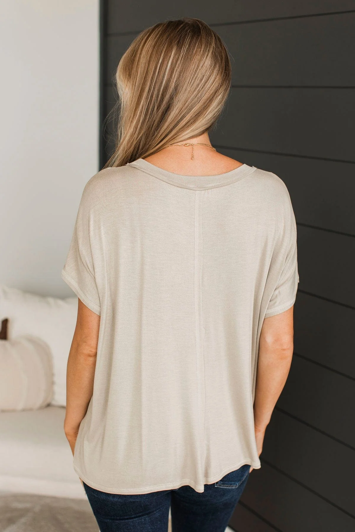Play Your Cards Right Short Sleeve Top- Light Taupe - Image 8