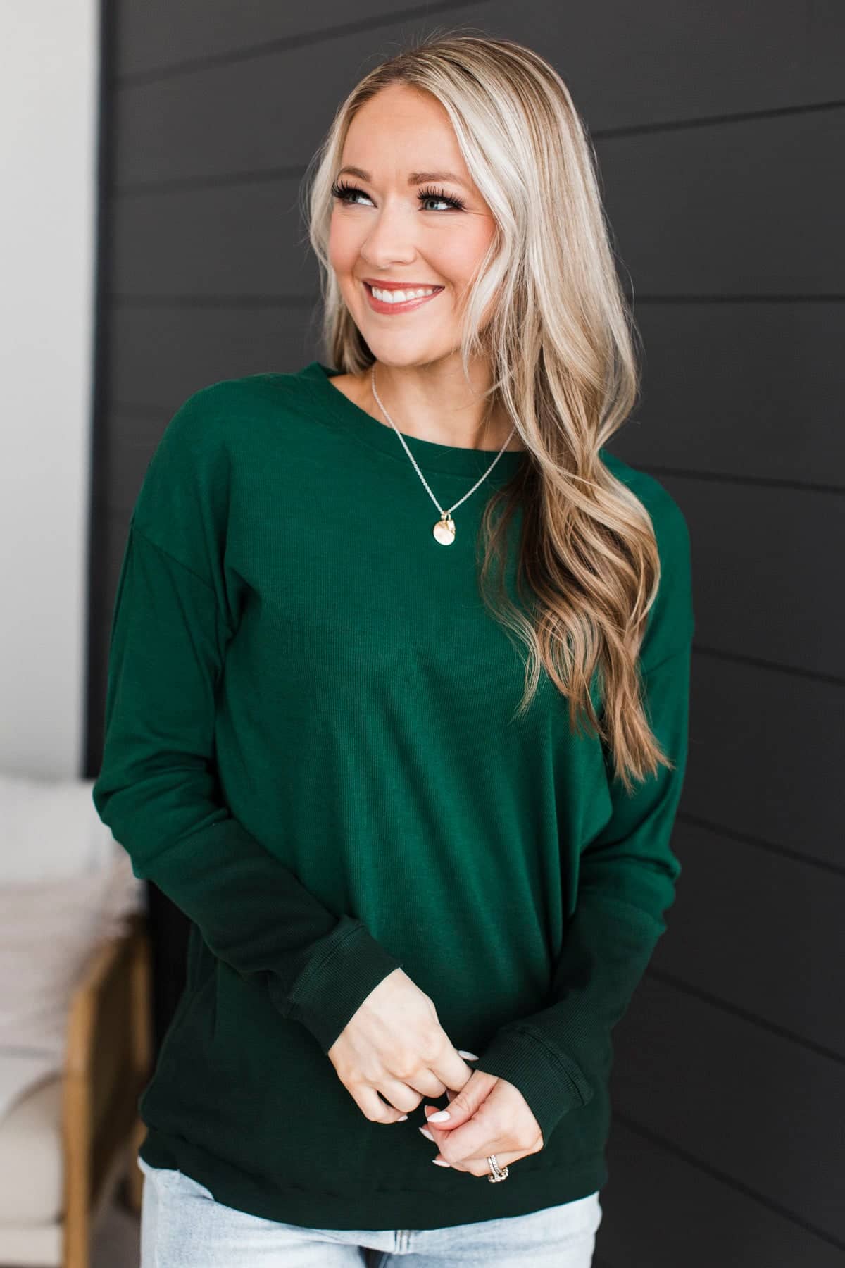 Play Your Part Ombre Ribbed Pullover Top- Wintergreen - Image 3