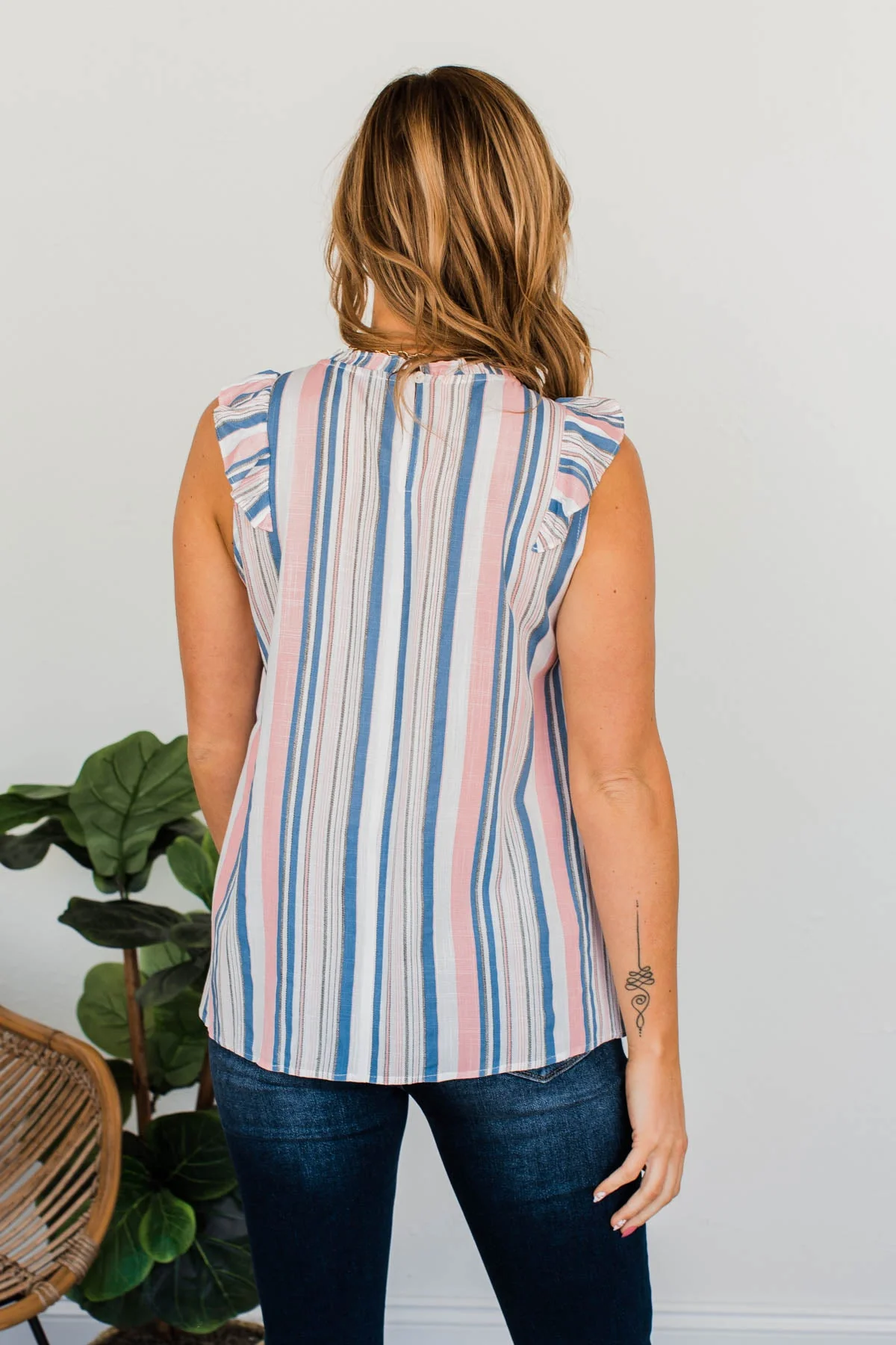 Playful Spirit Sleeveless Blouse- Pink & Blue - Image 8