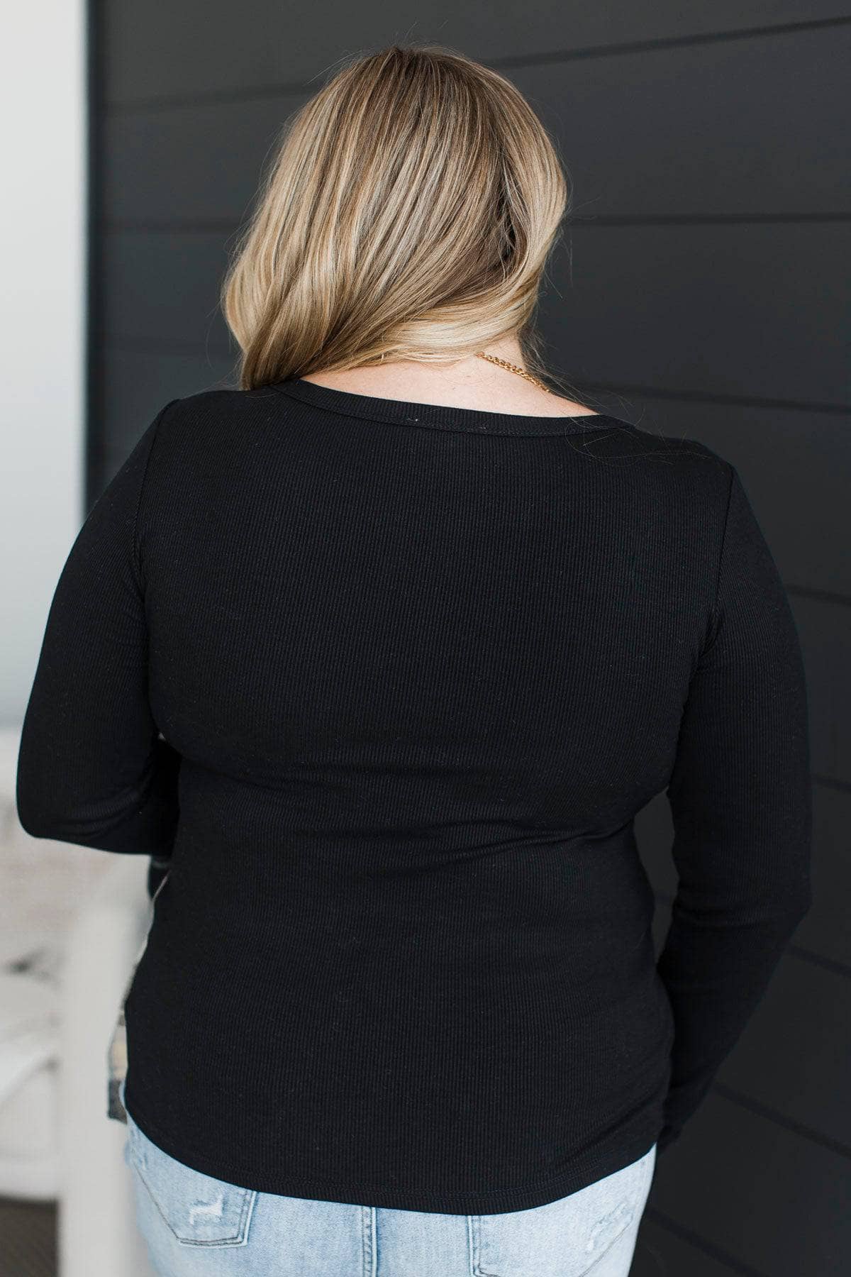 Playing Along Long Sleeve Ribbed Top- Black - Image 8
