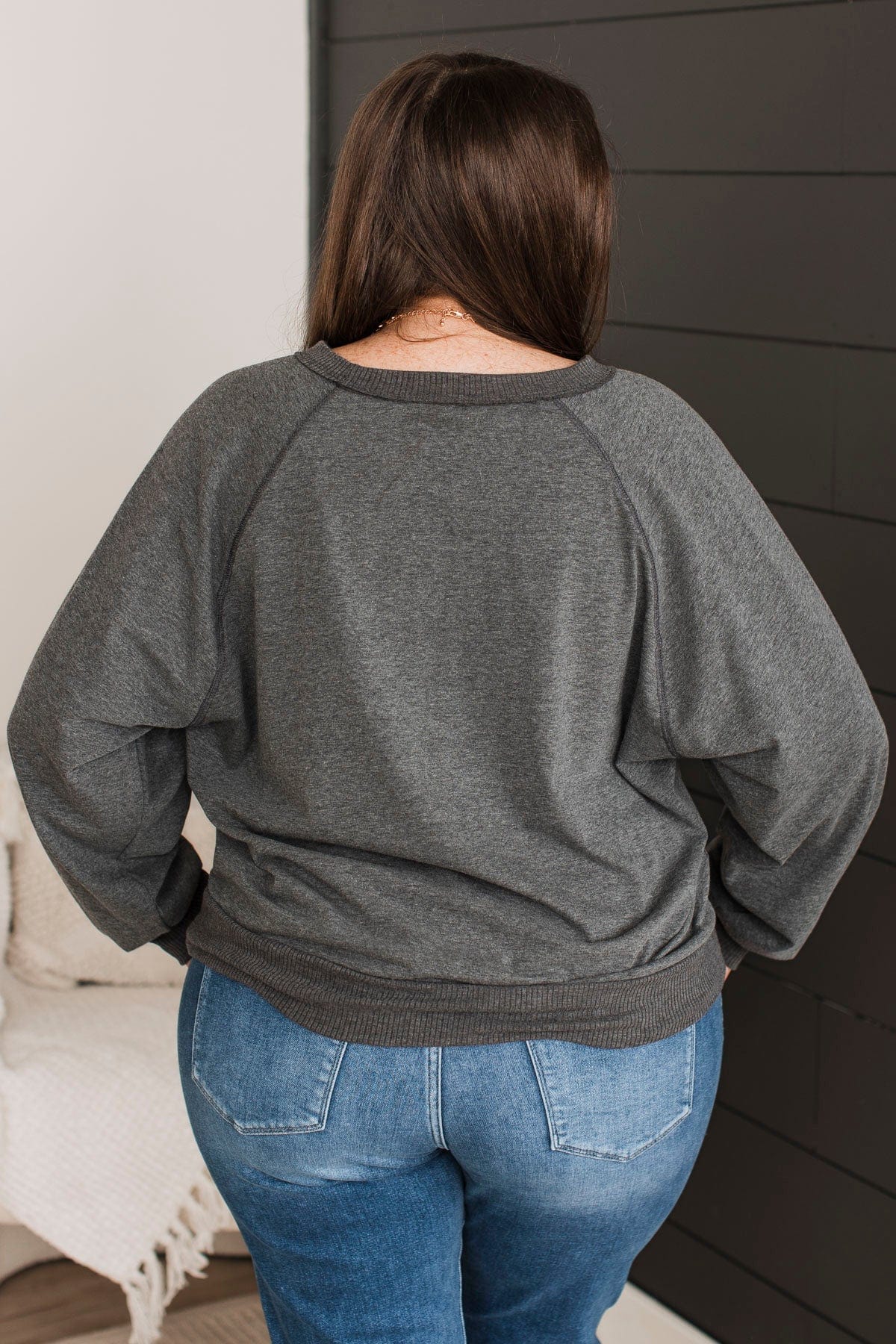 Pleased To Be Here Knit Top- Charcoal - Image 11