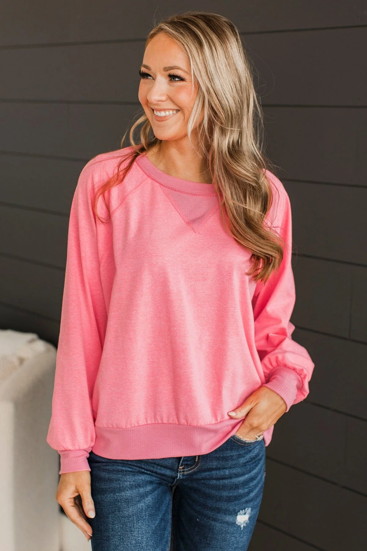 Pleased To Be Here Knit Top- Neon Pink - Image 3