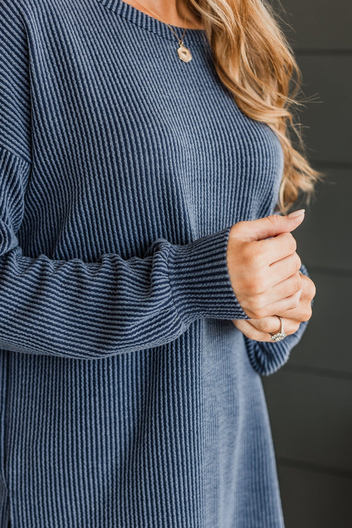 Pleased To Meet You Knit Top- Navy - Image 3