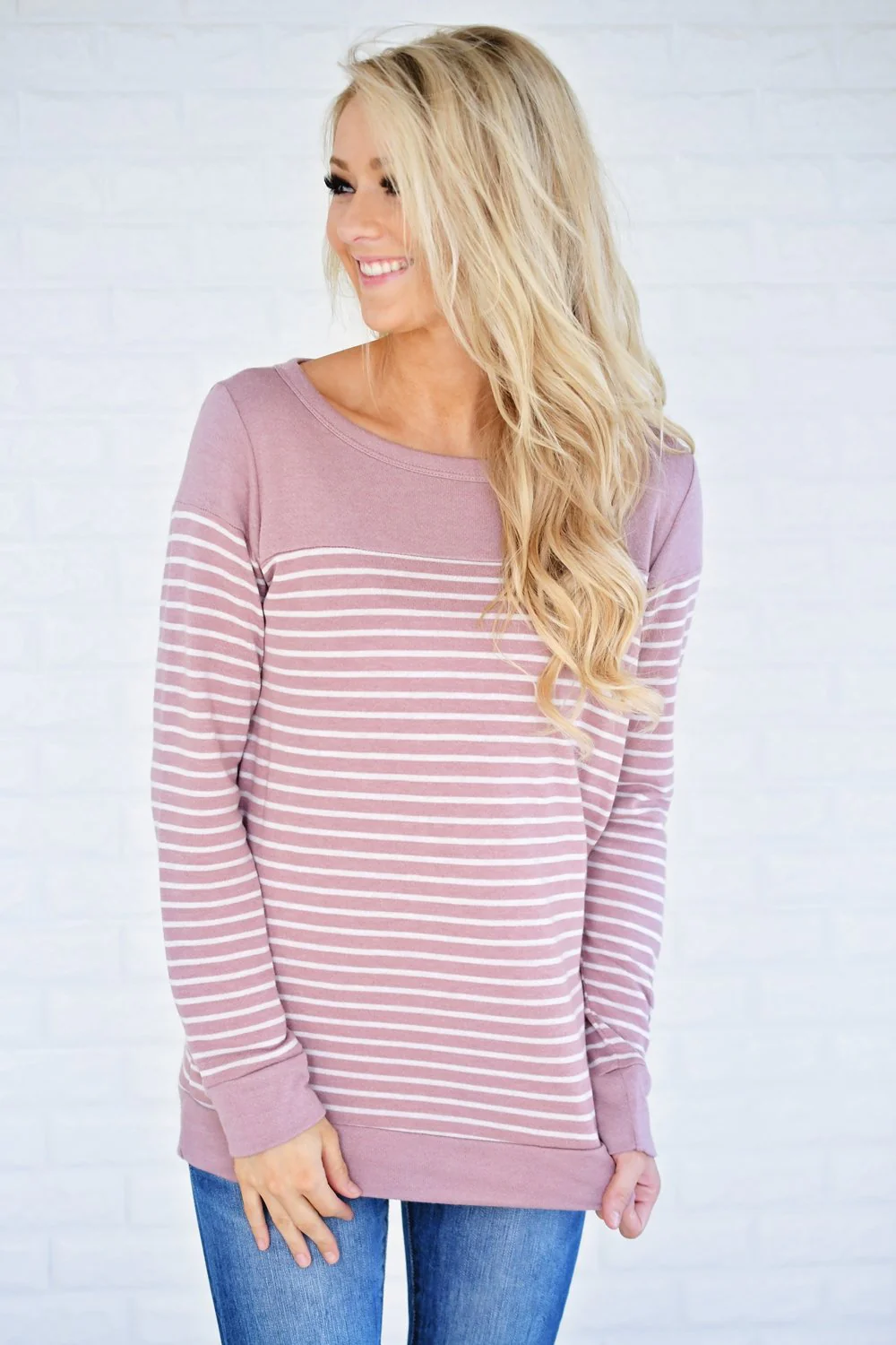 Pleased To Meet You Mauve Striped Top - Image 3