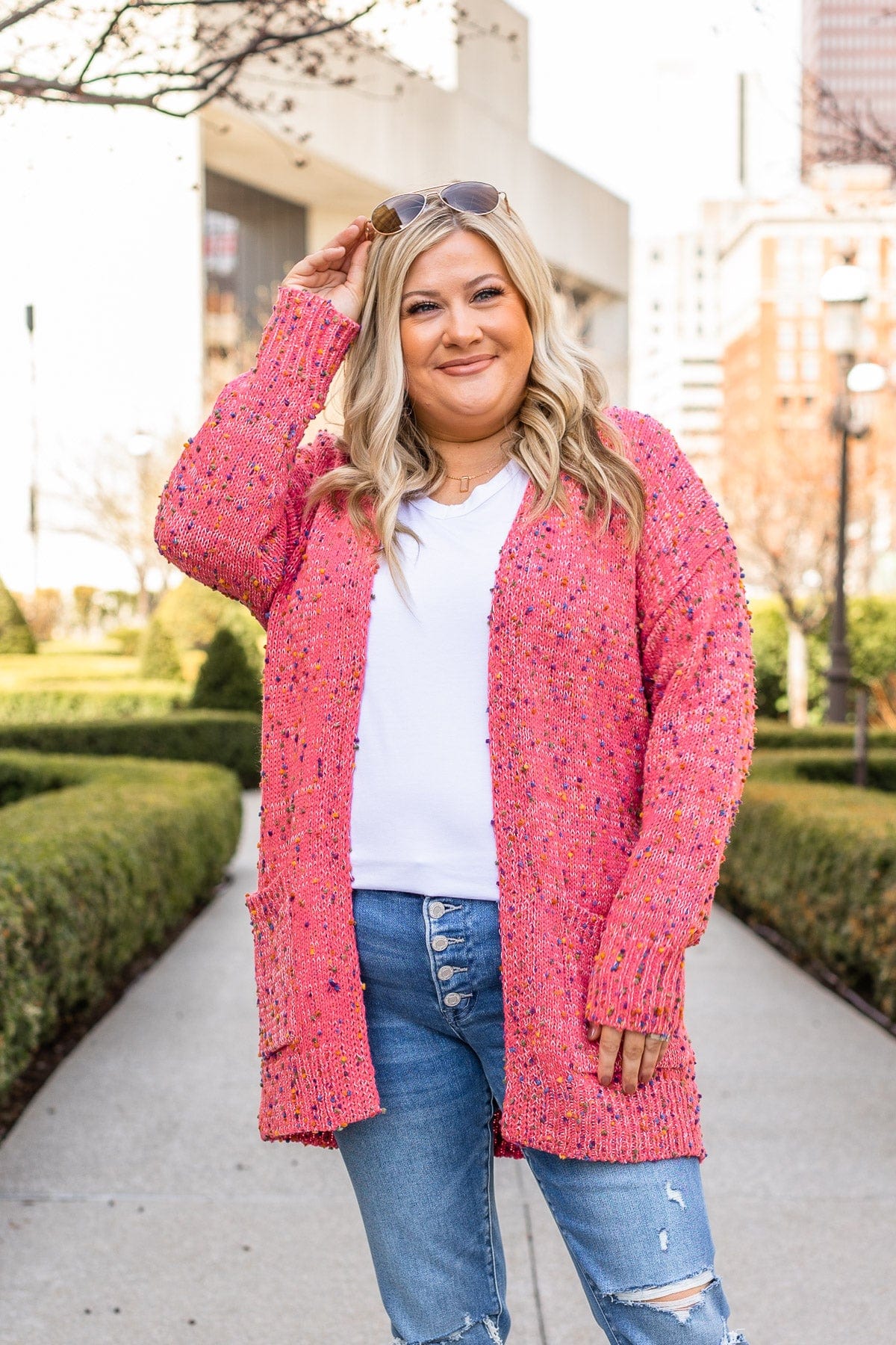 Pleased With Myself Confetti Cardigan- Pink - Image 4