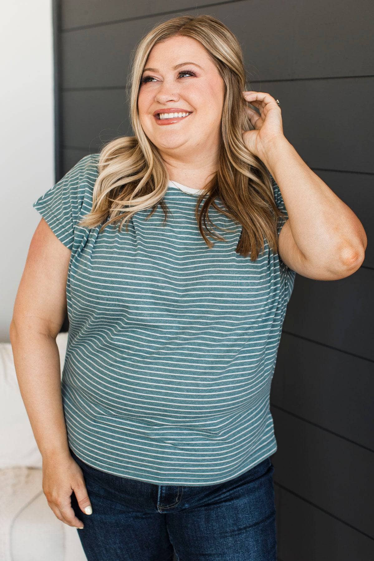 Pleasing Enchantments Pleated Top- Teal - Image 4