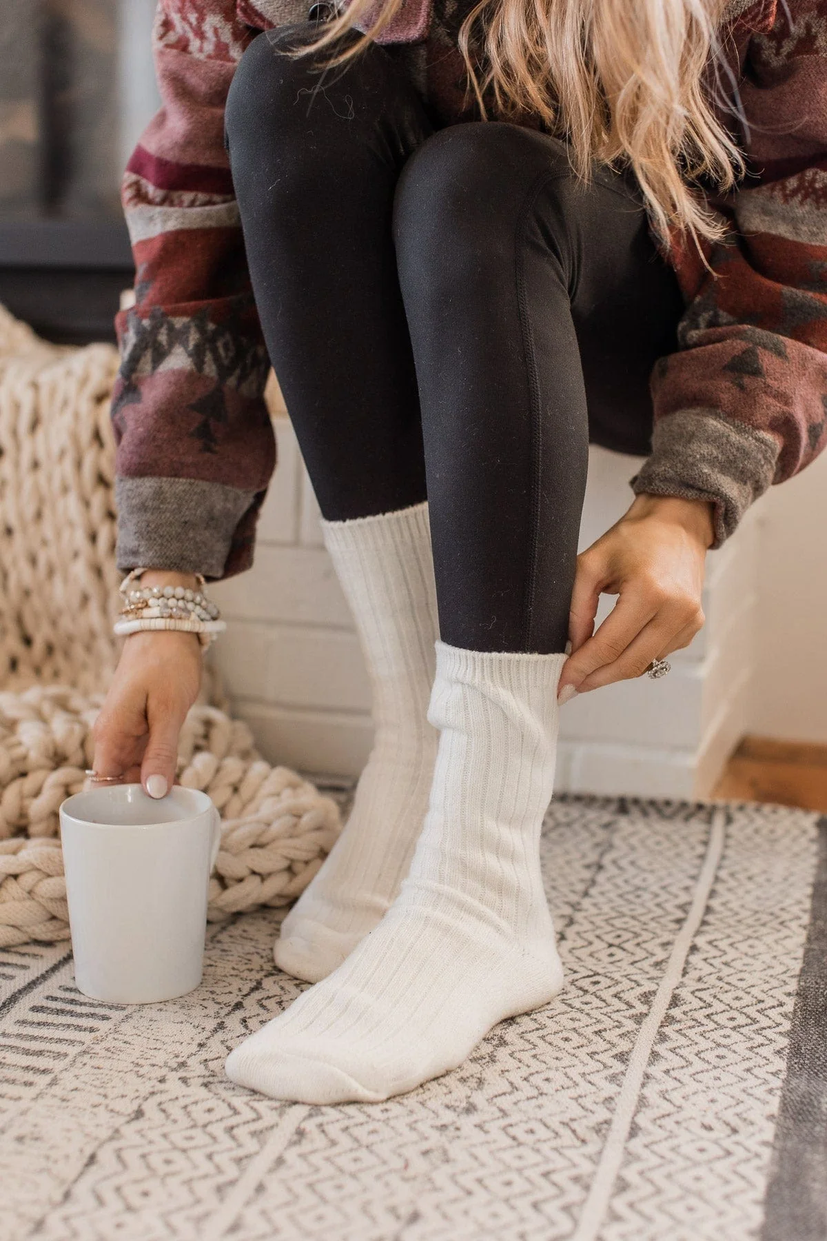 Plush Knit Socks- Ivory - Image 2