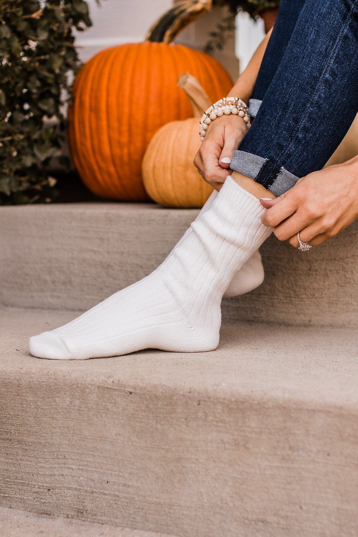 Plush Knit Socks- Ivory - Image 6